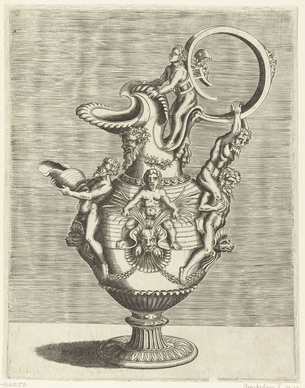 Kan, het oor is aan de bovenzijde bevestigd aan de rug van een vrouw (1548) by Balthazar van den Bos, Cornelis Floris II and…