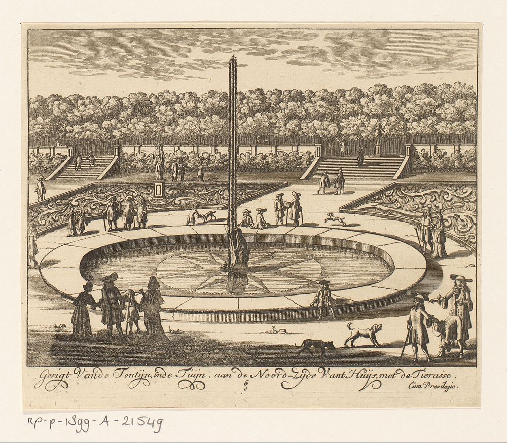 Fontein in de tuin van Paleis Soestdijk (1725 - 1747) by Hendrik de Leth