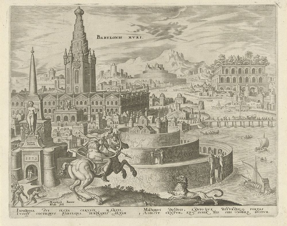 Muren van Babylon (1572) by Philips Galle, Maarten van Heemskerck, Hadrianus Junius and Philips Galle