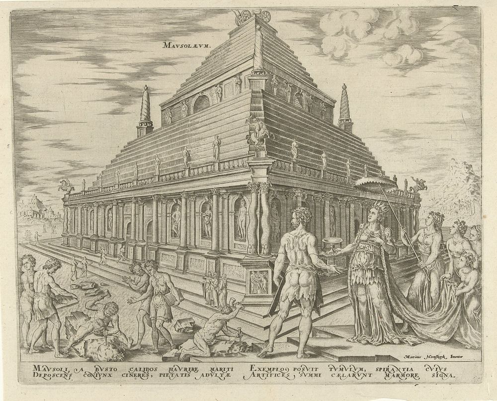 Mausoleum van Halicarnassus (1572) by Philips Galle, Maarten van Heemskerck, Hadrianus Junius and Philips Galle