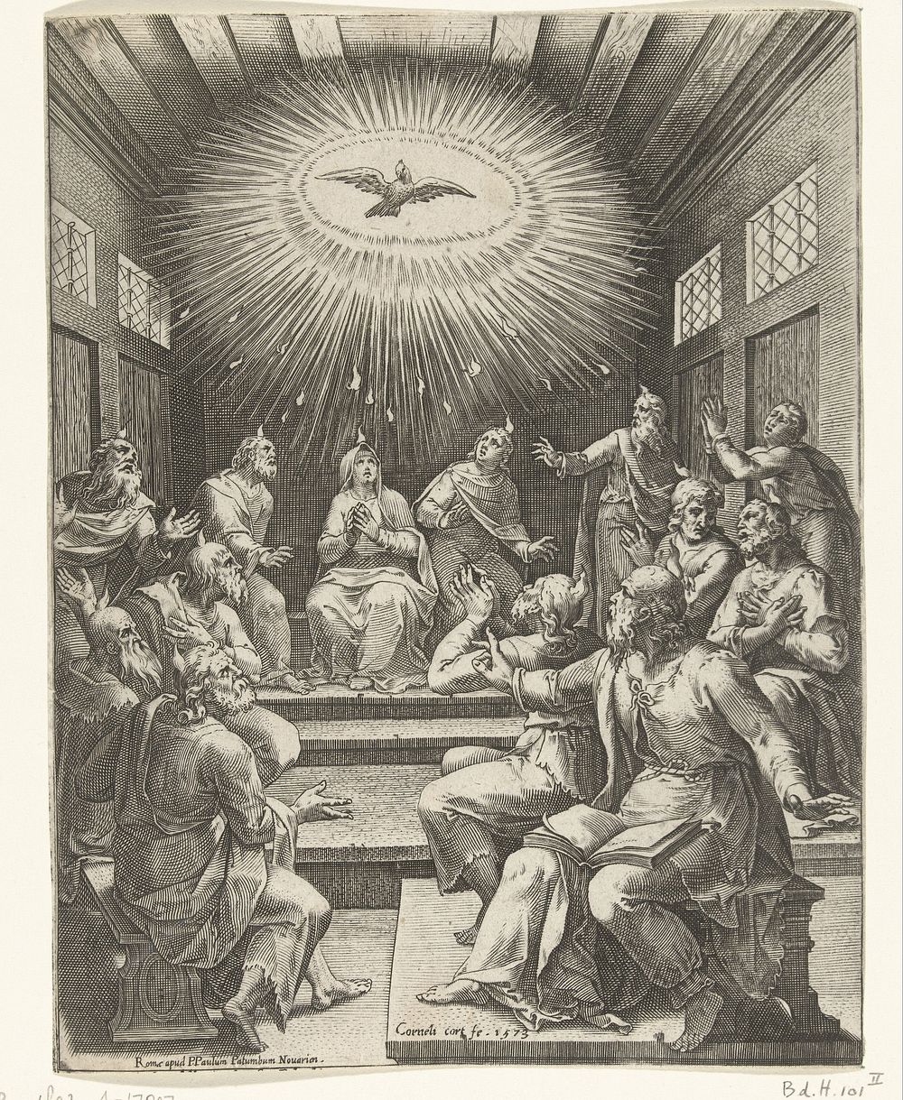 Uitstorting van de Heilige Geest (in or after 1573 - c. 1623) by Cornelis Cort, Federico Zuccaro, Pietro Paolo Palombo and…