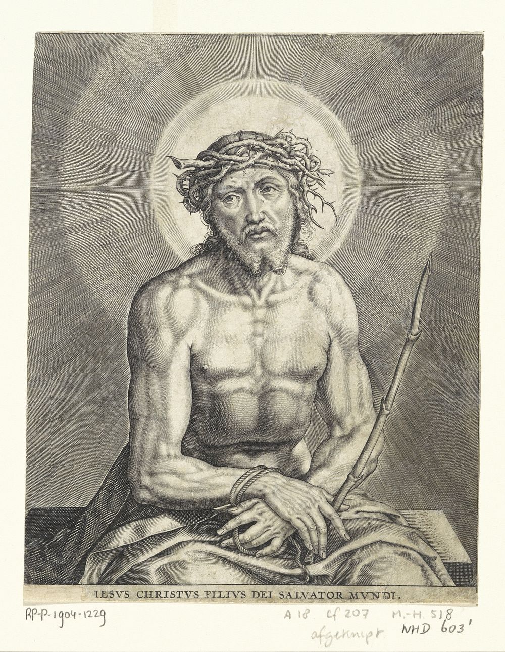 Christus met doornenkroon (Ecce Homo) (1563 - before 1612) by Hieronymus Wierix and Philips Galle