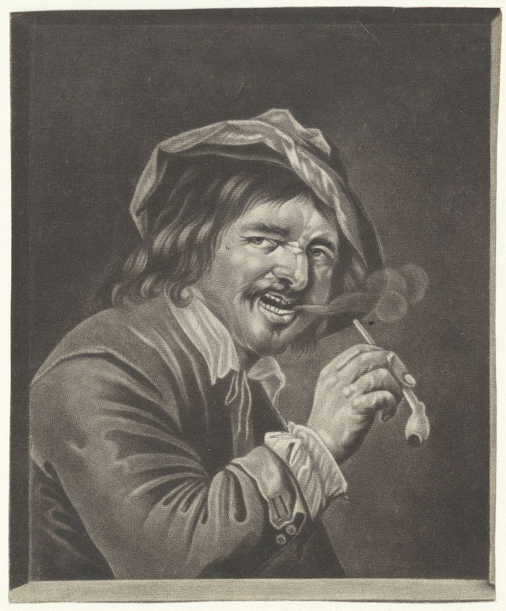 Man met een pijp (de Reuk) (1660 - 1743) by anonymous, Jan Verkolje I and Petrus Staverenus