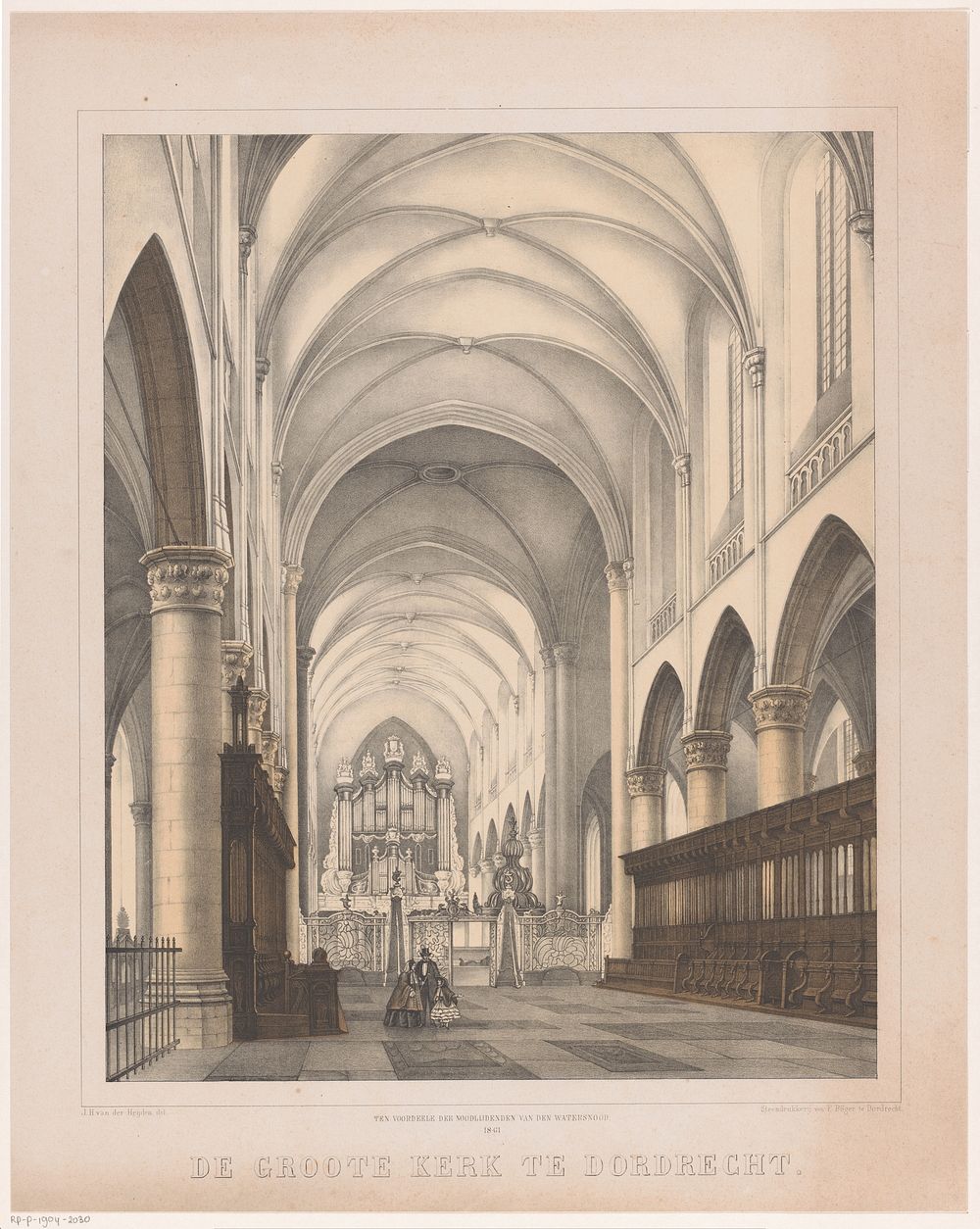 Interieur van de Grote Kerk in Dordrecht (1861) by Johannes Hermanus van der Heijden, Frederik Böger and Frederik Böger