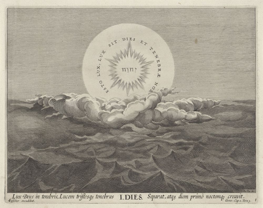 Schepping van licht en duisternis (1639) by Johann Sadeler I, anonymous, Maerten de Vos and Claes Jansz Visscher II
