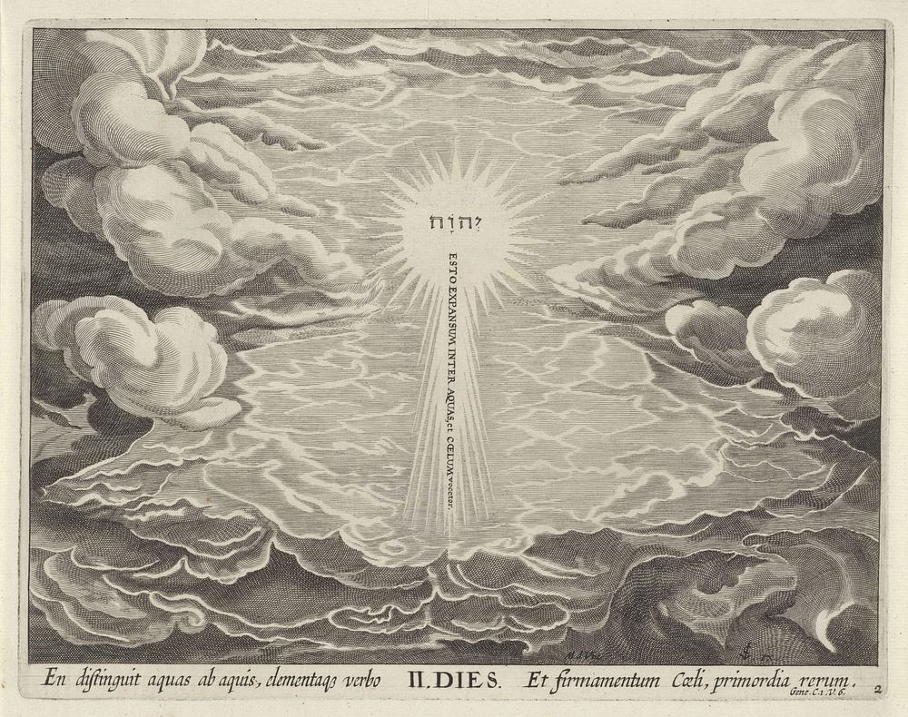 Schepping van de lucht en het water (1639) by Johann Sadeler I, anonymous, Maerten de Vos and Claes Jansz Visscher II
