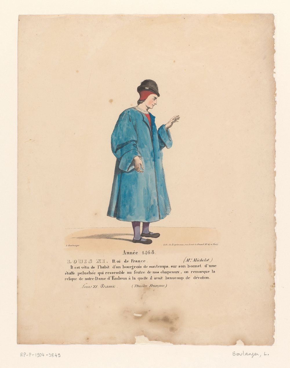 Kostuum van Lodewijk XI van Frankrijk uit het drama Louis XI à Péronne (1826) by Louis Boulanger, Henri Duponchel, Jean…