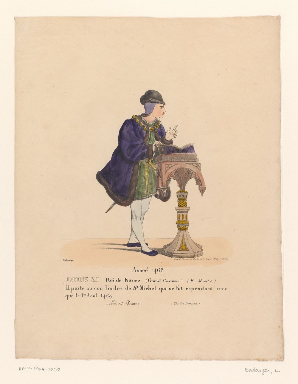 Kostuum van Lodewijk XI van Frankrijk uit het drama Louis XI à Péronne (1826) by Louis Boulanger, Henri Duponchel, Jean…