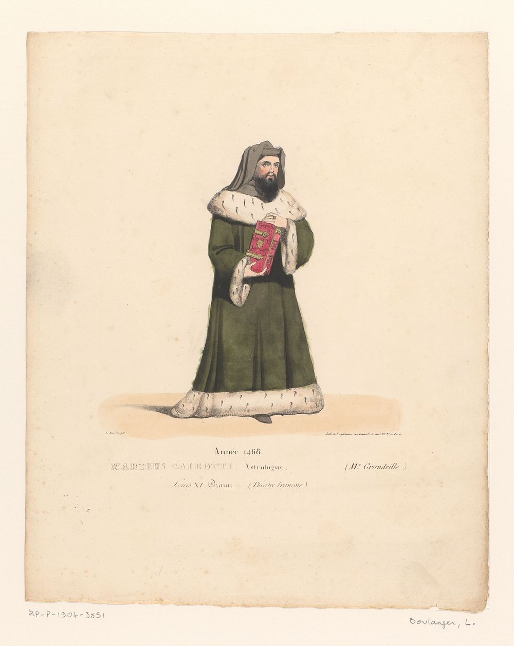 Kostuum van de astroloog Galeotti Martivalle uit het drama Louis XI à Péronne (1826) by Louis Boulanger, Henri Duponchel…
