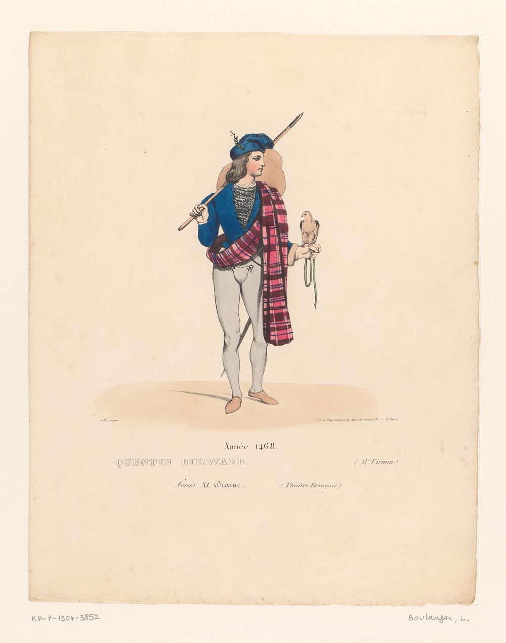 Kostuum van Quentin Durward uit het drama Louis XI à Péronne (1826) by Louis Boulanger, Henri Duponchel, Jean Alaux and…