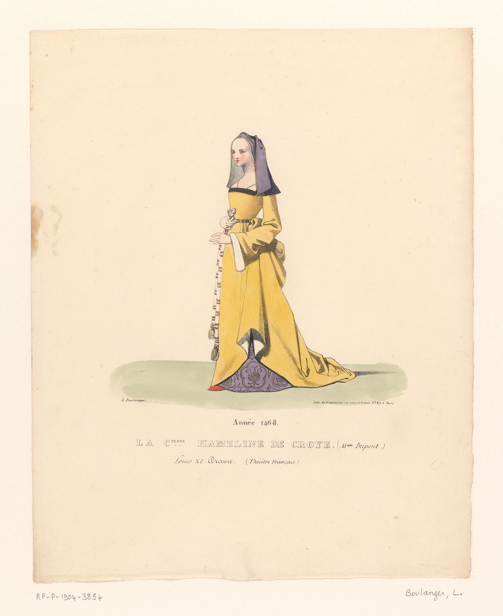 Kostuum van gravin Hameline de Croye uit het drama Louis XI à Péronne (1826) by Louis Boulanger, Henri Duponchel, Jean Alaux…
