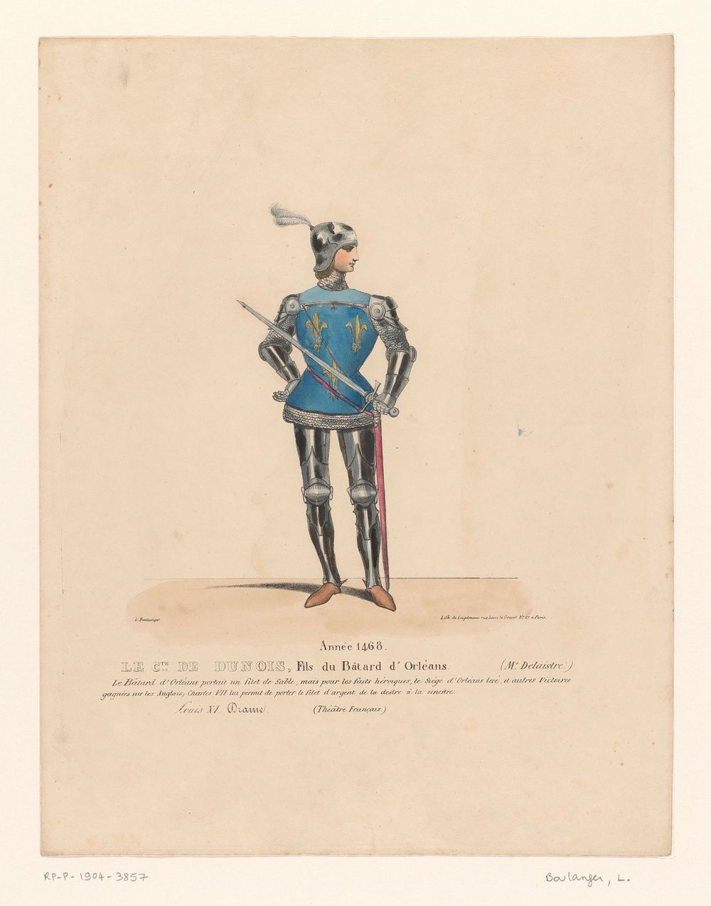 Kostuum van de graaf van Dunois uit het drama Louis XI à Péronne (1826) by Louis Boulanger, Henri Duponchel, Jean Alaux and…