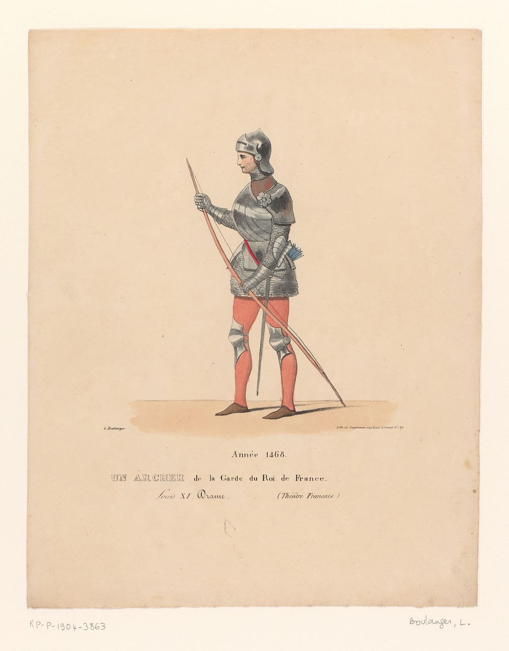 Kostuum van een boogschutter van de Franse koning uit het drama Louis XI à Péronne (1826) by Louis Boulanger, Henri…