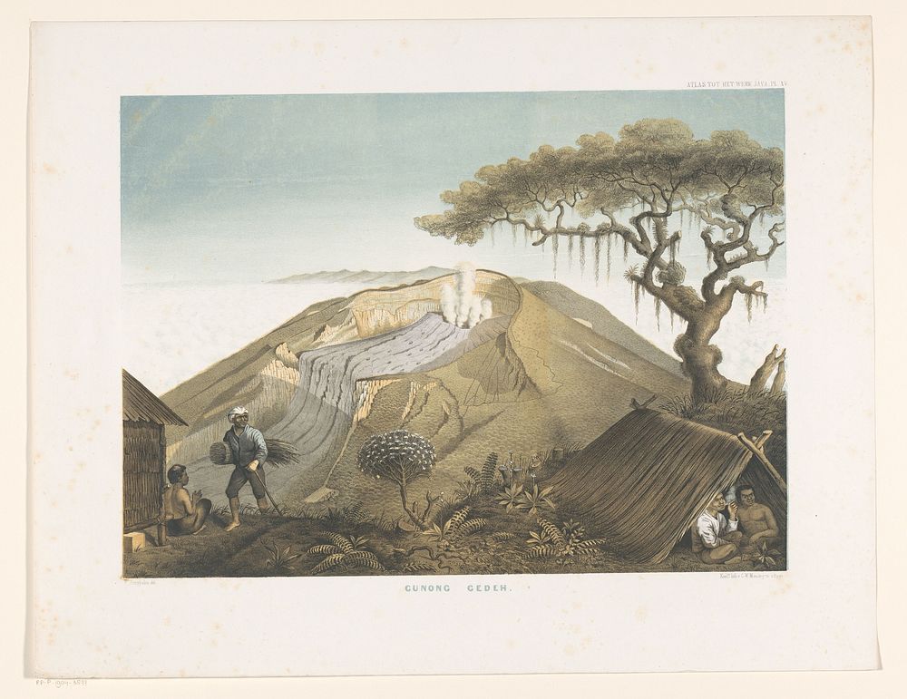 Vulkaan Gede te West-Java (1854) by Carl Wilhelm Mieling, Frans Wilhelm Junghuhn, Koninklijke Nederlandse Steendrukkerij van…