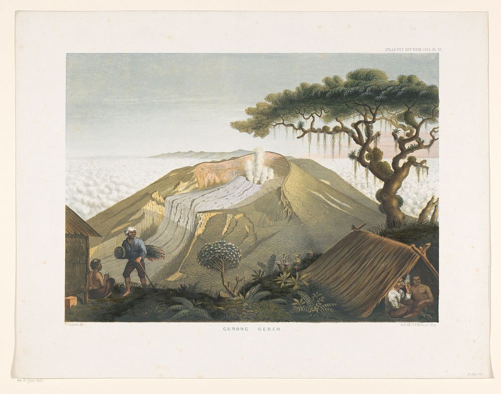 Vulkaan Gede te West-Java (1854) by Carl Wilhelm Mieling, Frans Wilhelm Junghuhn, Koninklijke Nederlandse Steendrukkerij van…