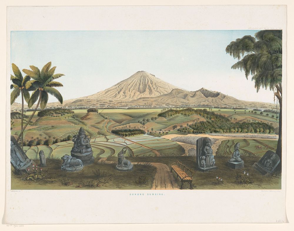 Vulkaan Sumbing te Java (1854) by Carl Wilhelm Mieling, Frans Wilhelm Junghuhn, Koninklijke Nederlandse Steendrukkerij van C…