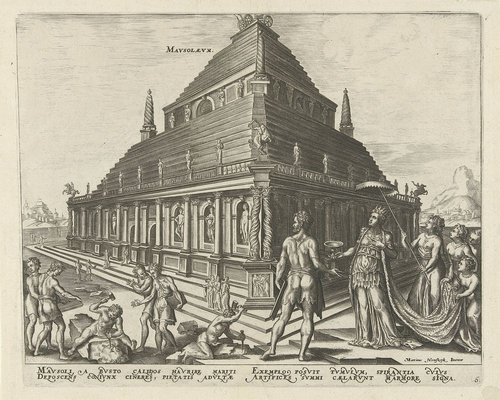 Mausoleum van Halicarnassus (1572) by Philips Galle, Maarten van Heemskerck, Hadrianus Junius and Theodoor Galle