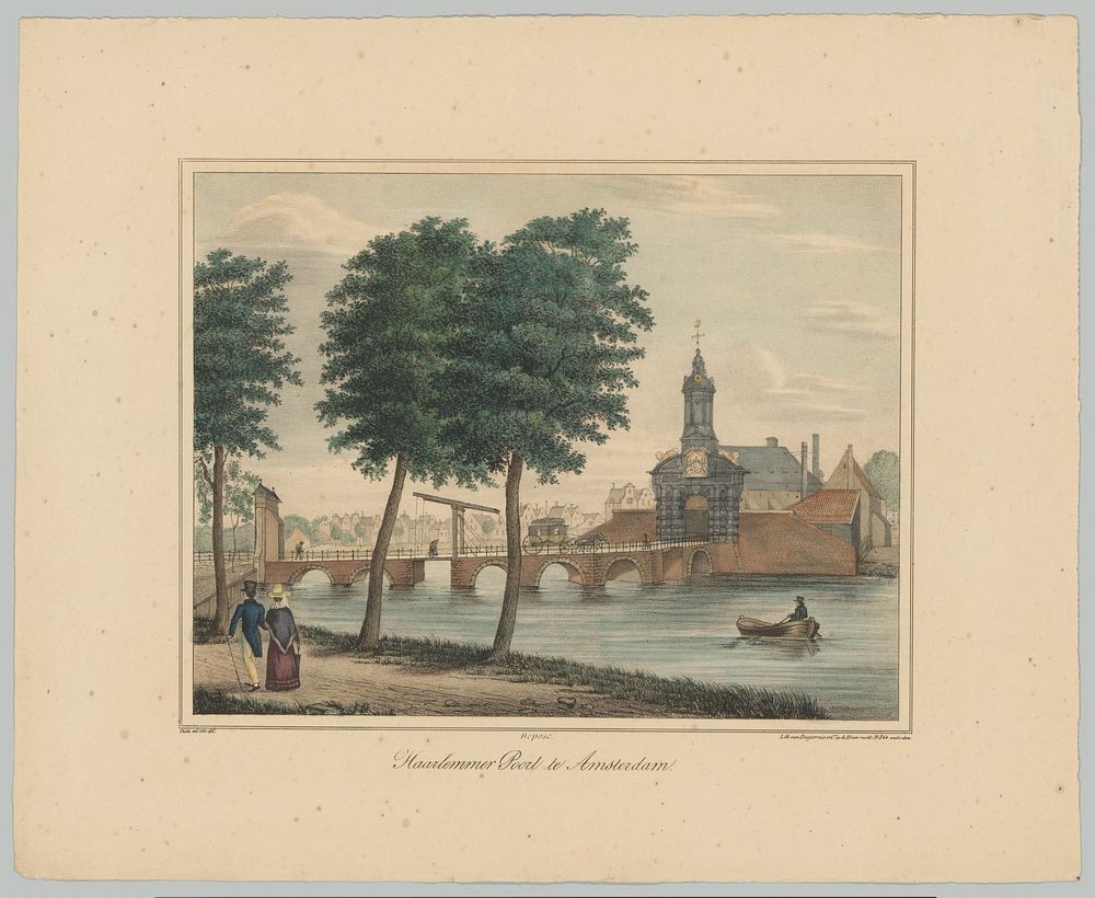 Gezicht op de Haarlemmerpoort te Amsterdam (1828 - 1900) by anonymous, M Pinte, Desguerrois and Co, Desguerrois and Co…