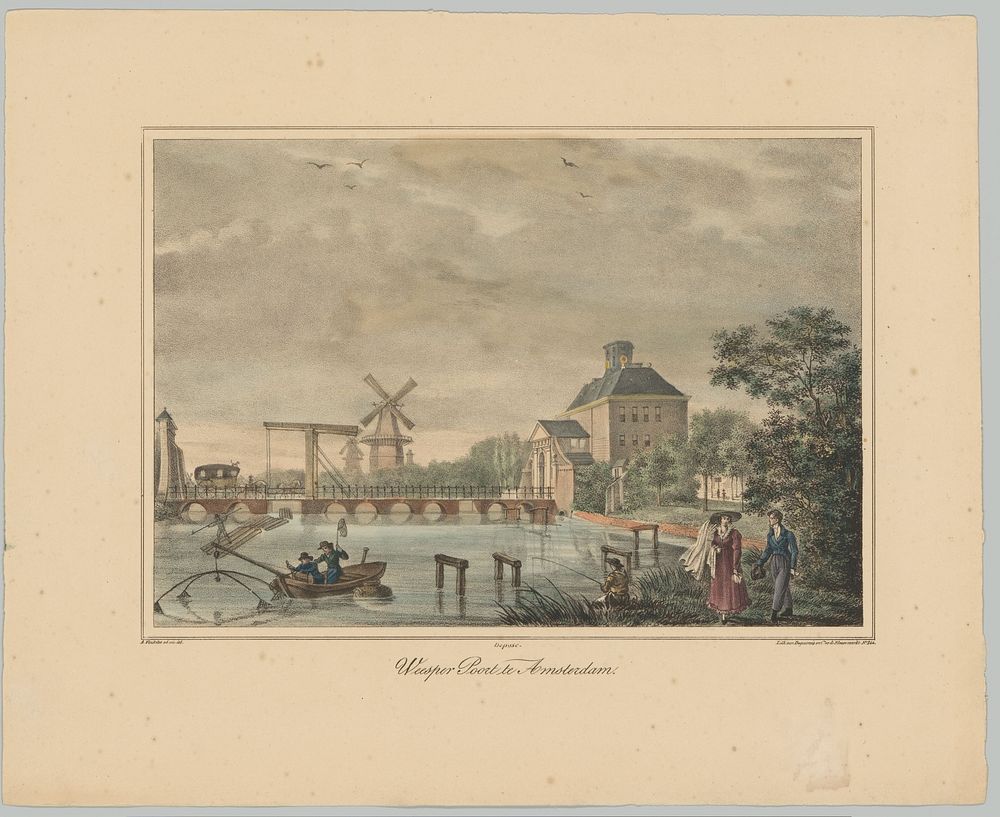 Gezicht op de Weesperpoort te Amsterdam (1828 - 1900) by anonymous, Abraham Vinkeles, Desguerrois and Co, Desguerrois and…