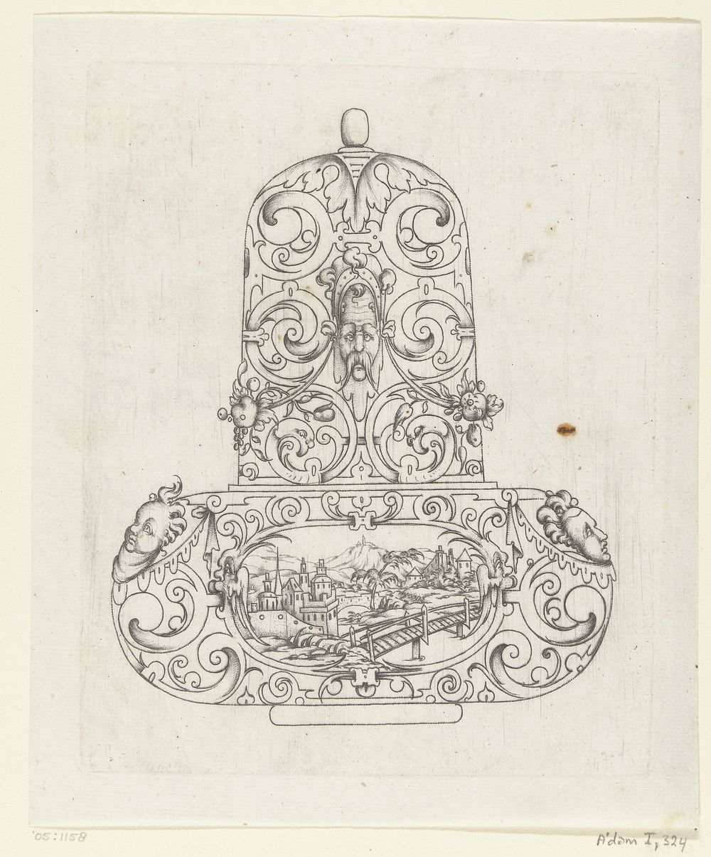 Bovenste gedeelte van een bokaal, bestaande uit een cuppa en een hoog deksel (1593) by Paul Flindt de Jonge, Paul Flindt de…