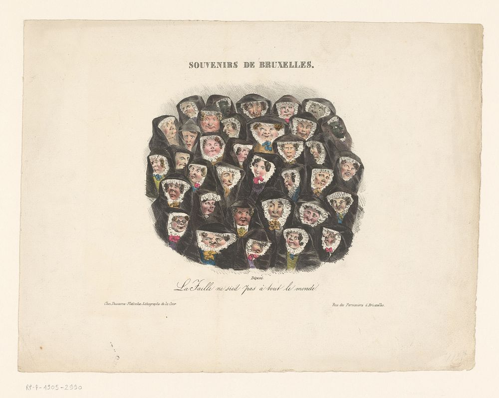 Groep karikaturale figuren met hoofddoeken (1827 - 1836) by anonymous and Antoine Dewasme Plétinckx