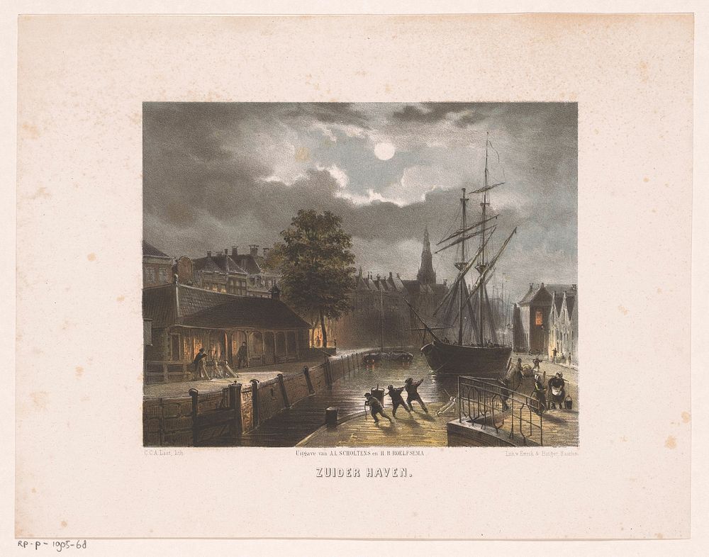 Zuiderhaven in Groningen (after 1857 - 1869) by Carel Christiaan Antony Last, Emrik and Binger, A L Scholtens and Hendrik…