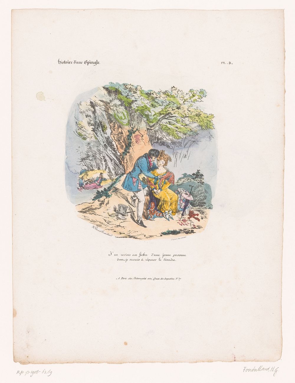 Jongeman slaat sjaal om de schouders van zijn geliefde (1828) by Henri Gérard Fontallard, Pierre François Ducarme and Jean…
