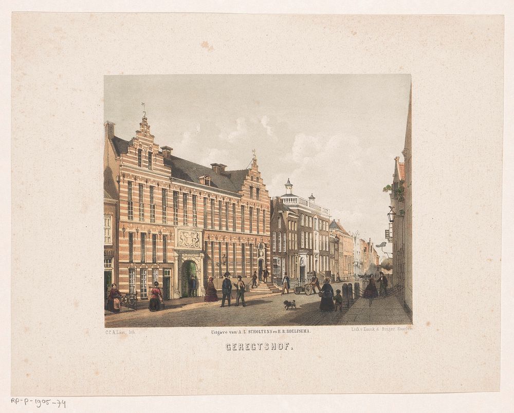 Gezicht op het gerechtshof in Groningen (after 1857 - 1869) by Carel Christiaan Antony Last, Emrik and Binger, A L Scholtens…