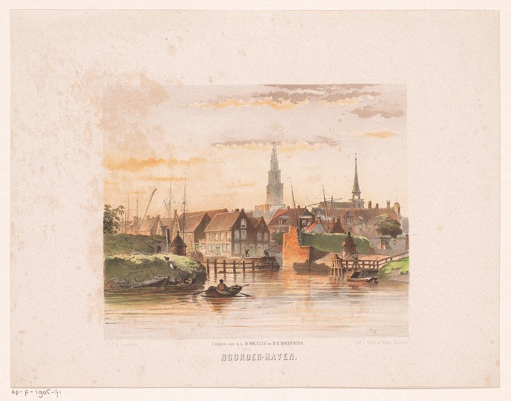 Gezicht op Groningen vanuit de Noorderhaven (after 1857 - 1869) by Carel Christiaan Antony Last, Emrik and Binger, A L…