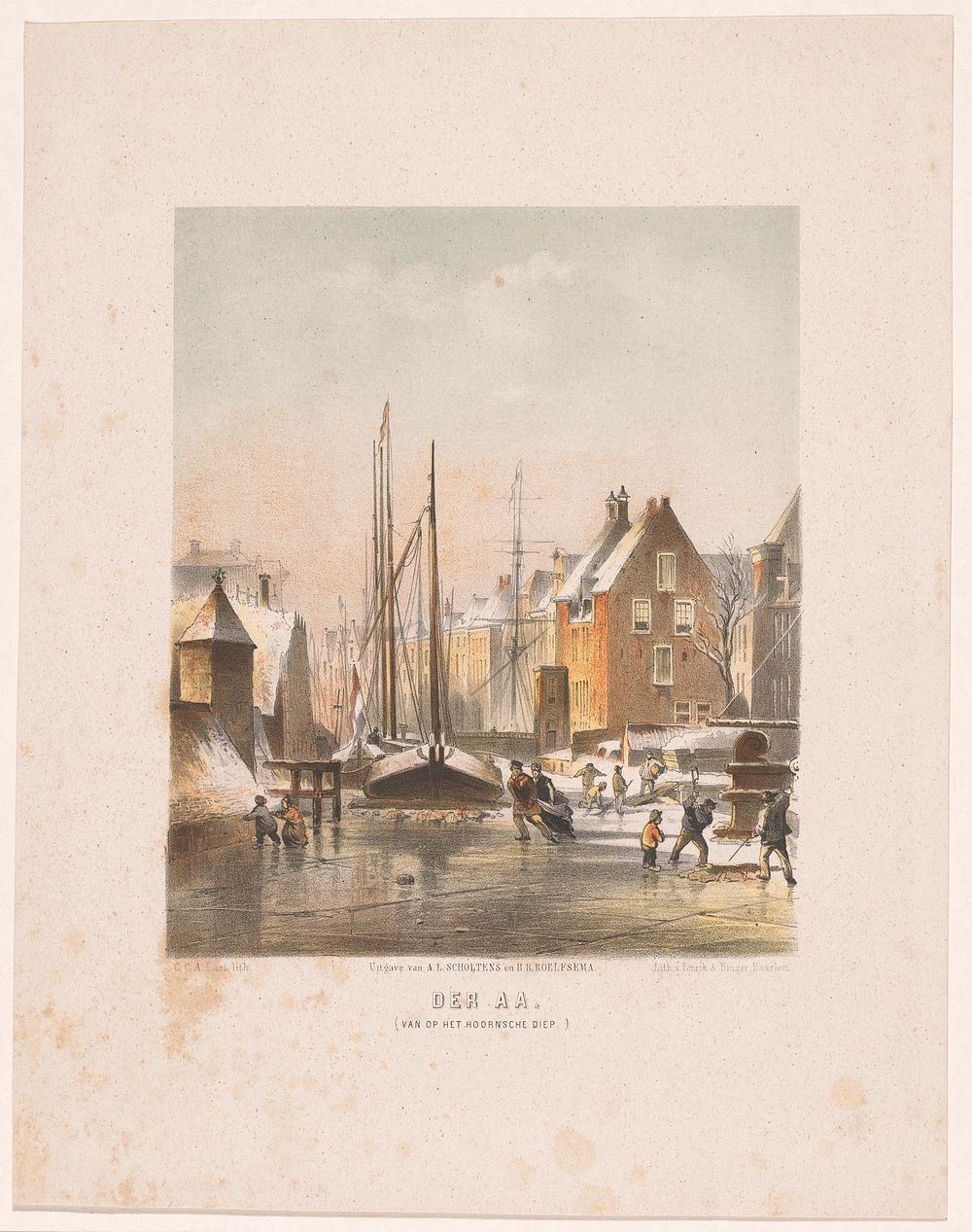 Bevroren kanaal in Groningen (after 1857 - 1869) by Carel Christiaan Antony Last, Emrik and Binger, A L Scholtens and…