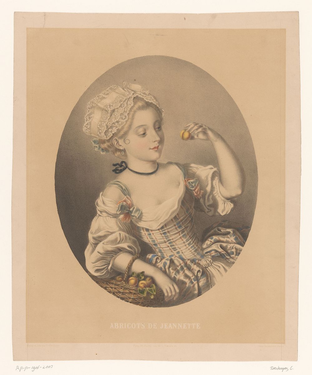 Jonge vrouw met abrikozen (in or after 1839 - in or before 1857) by Célestin Deshayes, Célestin Deshayes, Joseph Rose…