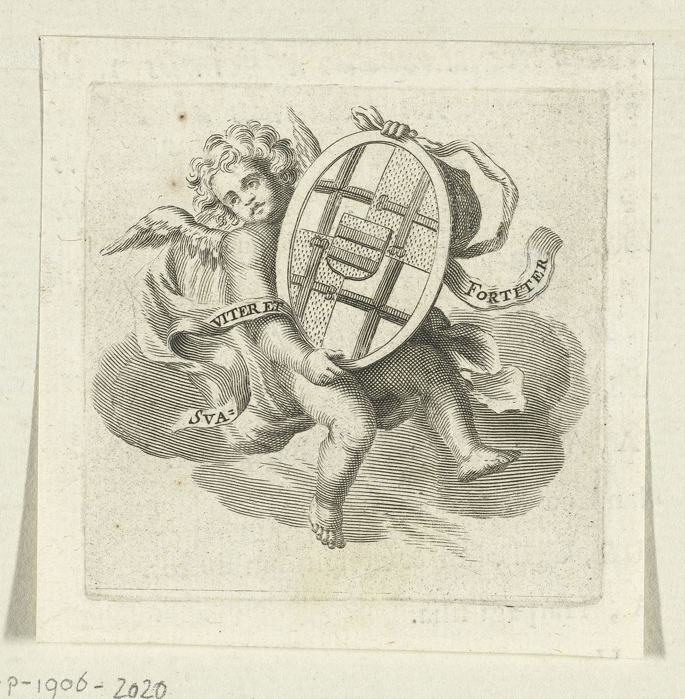 Cherubijn met wapen (1652 - 1707) by Gerard Edelinck