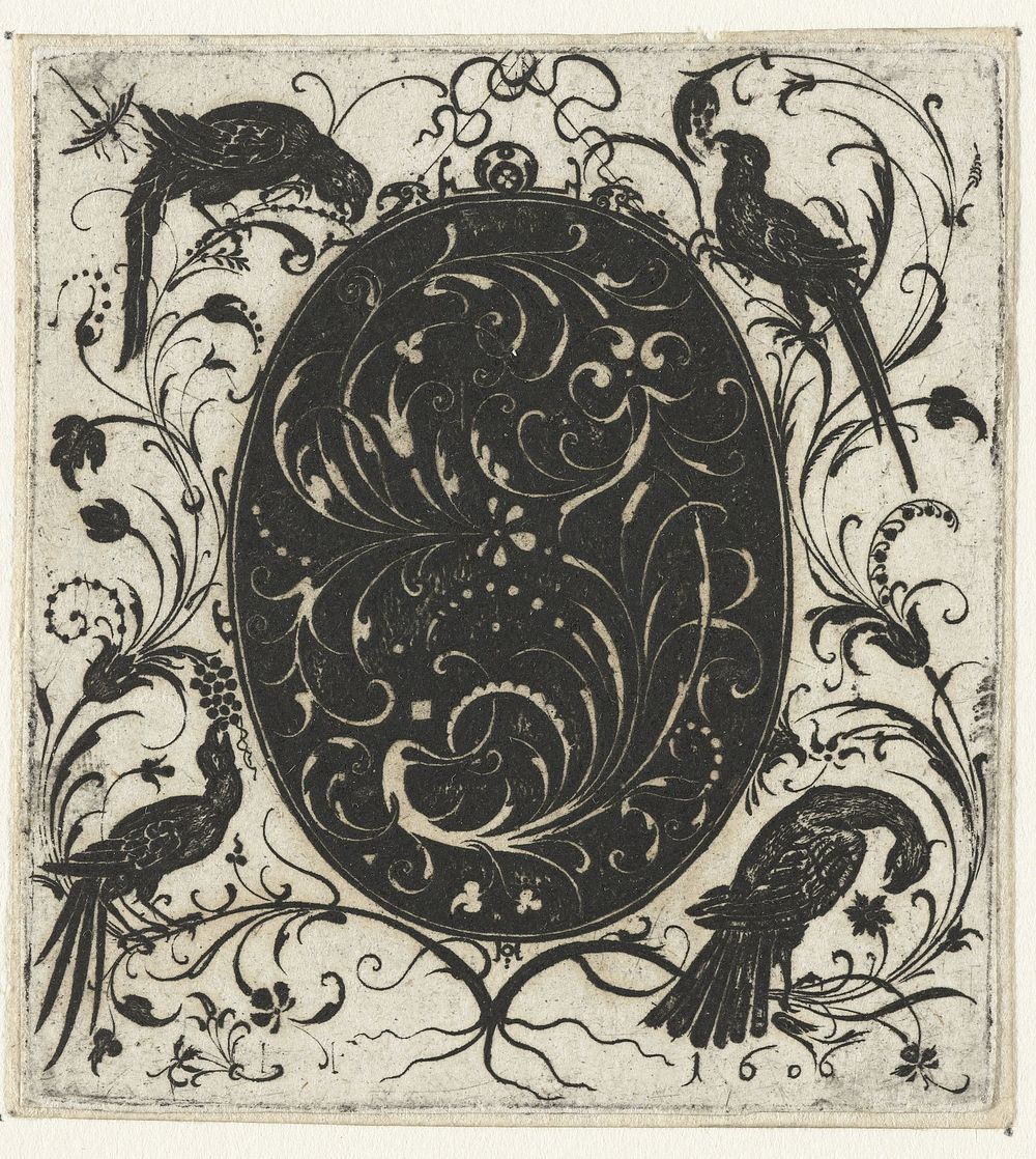 Ovaal met bladranken (1606) by Esaias van Hulsen, Esaias van Hulsen and Esaias van Hulsen