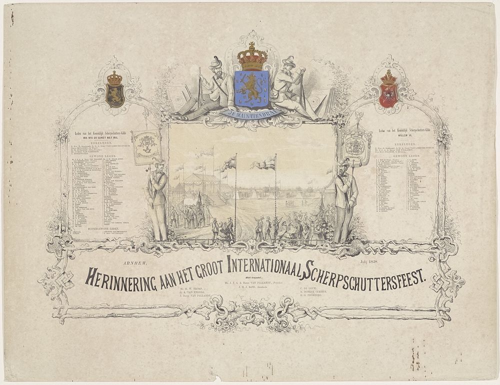 Herinnering van het Groot Internationaal Scherpschuttersfeest te Arnhem, 1858 (1858) by anonymous