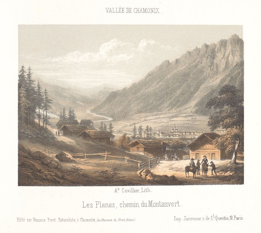 Zicht op de bergpas Col de Balme (1858) by Ad Cuvillier, François Louis Cattier and Venance Payot