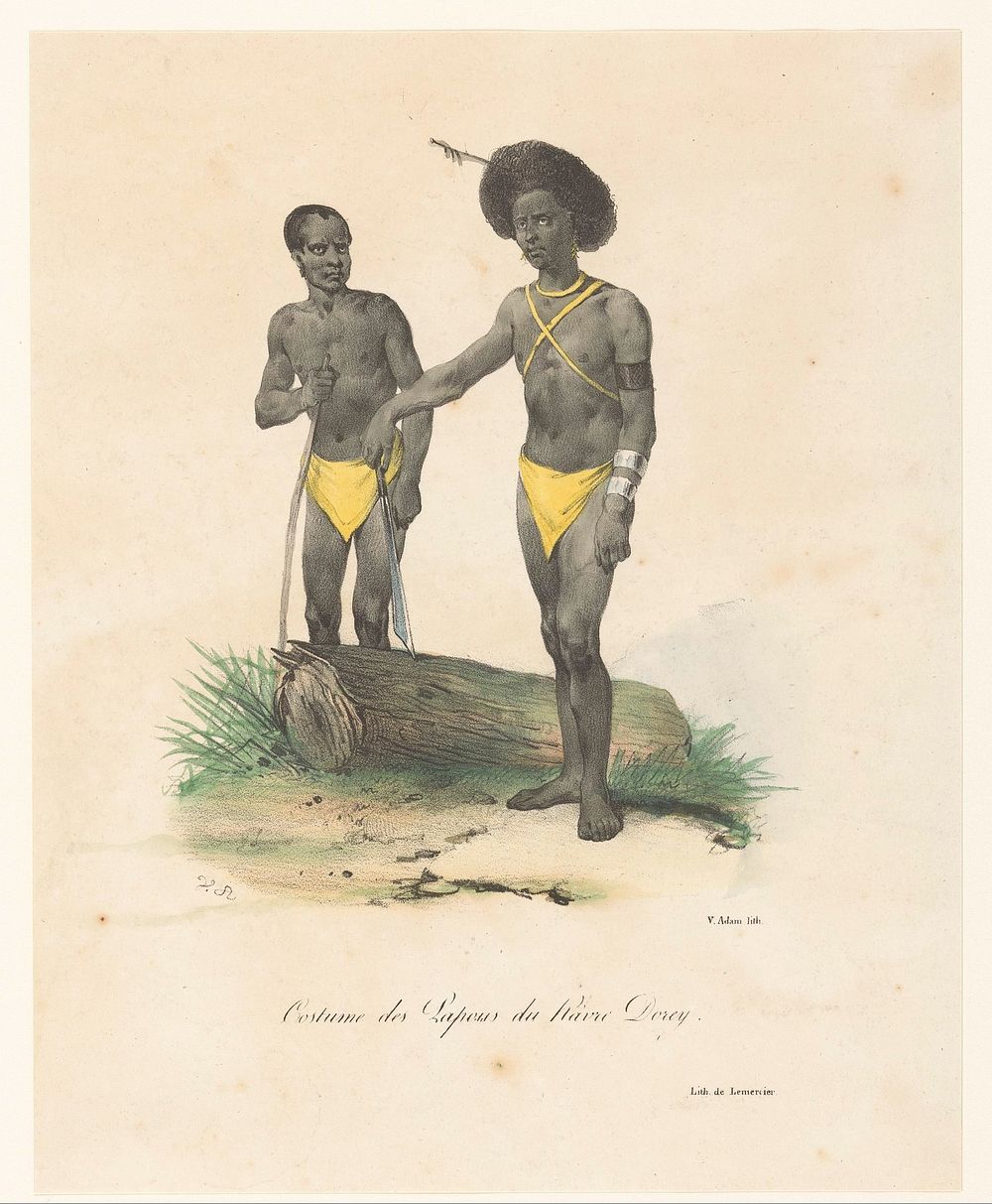 Kleding van de inwoners van Havre-Dorey (Papoea-Nieuw-Guinea) (1830 - 1835) by Victor Adam, Louis Auguste de Sainson…