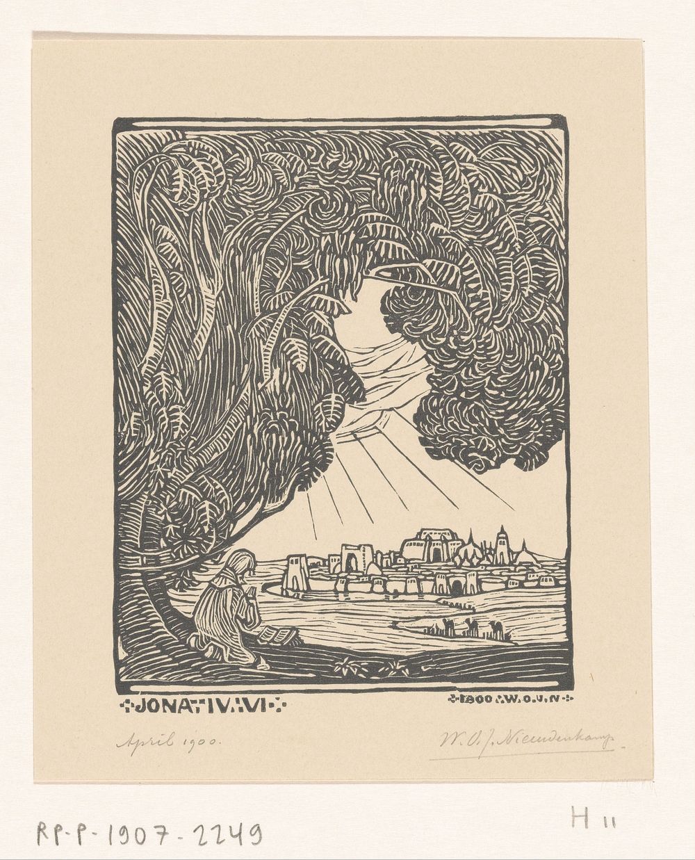 Jona zit onder de wonderboom in de buurt van Nineve (1900) by Wijnand Otto Jan Nieuwenkamp