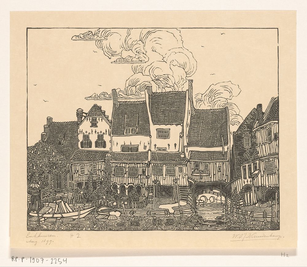 Huizen aan de haven van Enkhuizen (1899) by Wijnand Otto Jan Nieuwenkamp