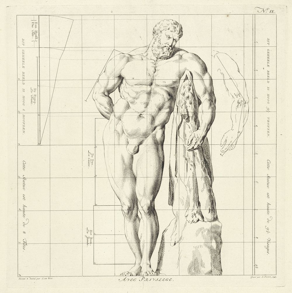 Proportiestudie van het lichaam van Hercules Farnese (1747) by Jan Punt and Jacob de Wit
