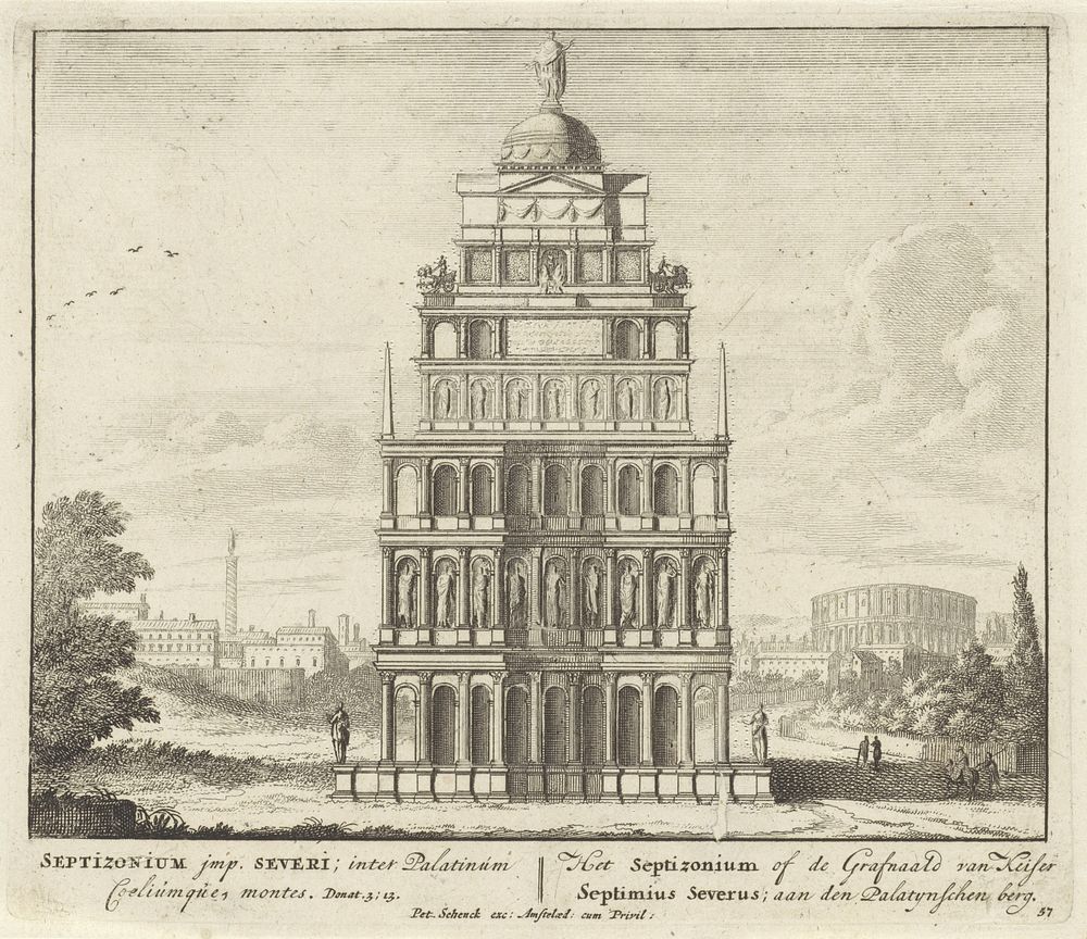 Grafmonument voor keizer Septimius Severus (1675 - 1711) by anonymous and Pieter Schenk I