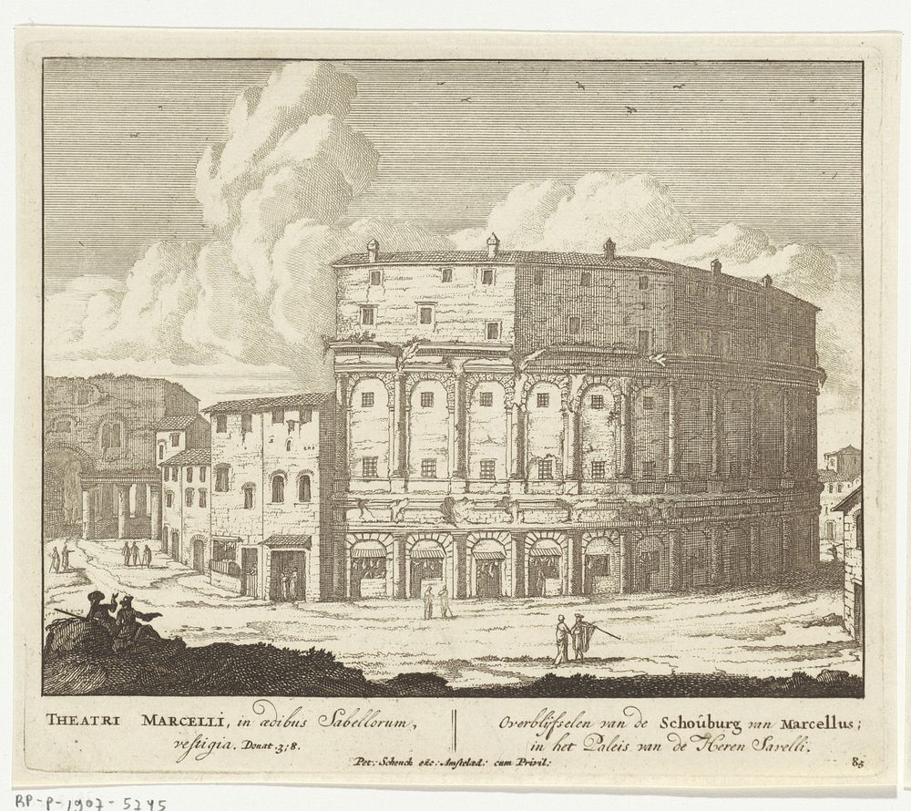 Theater van Marcellus te Rome (1675 - 1711) by Pieter Schenk I and anonymous