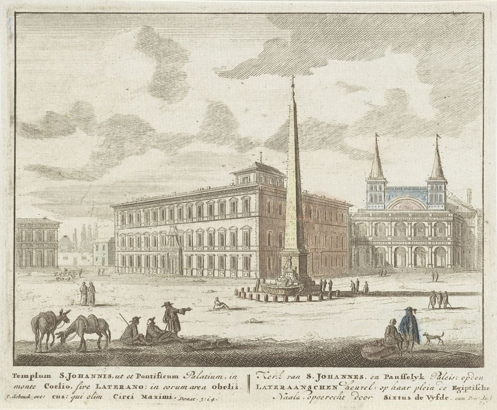 Lateraanse Obelisk en het Lateraans Paleis te Rome (1675 - 1711) by anonymous and Pieter Schenk I