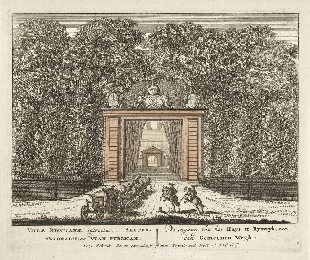 Toegangspoort tot het landgoed van Huis ter Nieuburch te Rijswijk (1697) by Pieter Schenk I, Pieter Schenk I and Staten van…