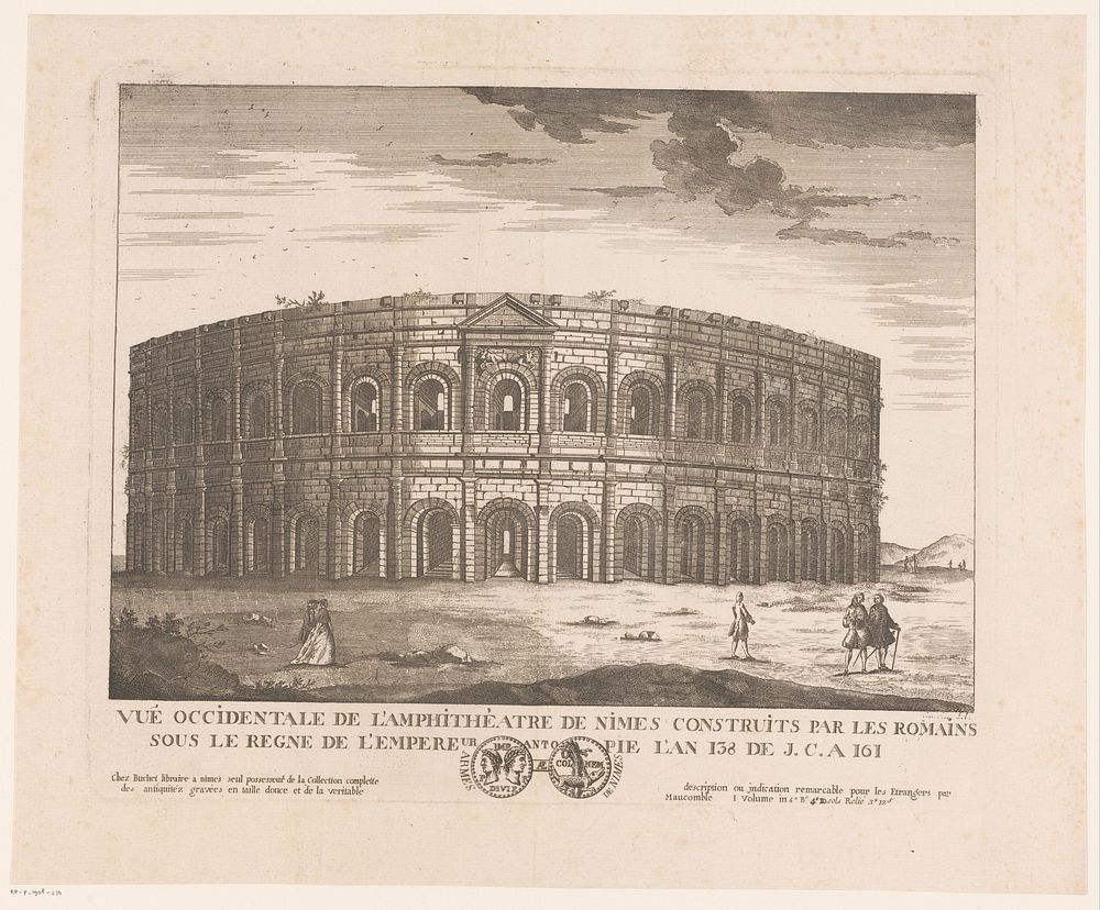 Gezicht op de Arena van Nîmes (1786) by Jean Baptiste Antoine Guibert, Jean Baptiste Antoine Guibert and Buchet