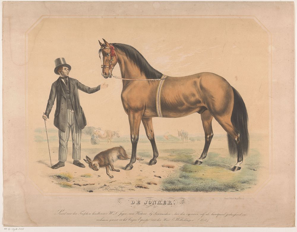 Paard van W.L. de Jager uit Wartena (1851 - 1861) by Abraham Hendrik Winter, Abraham Hendrik Winter and Pieter Wilhelmus van…