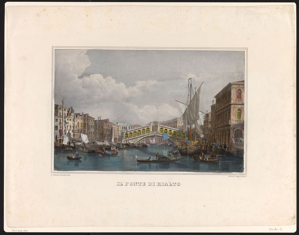 Rialtobrug te Venetië (1826 - 1872) by Giovanni Pividor and Deyé