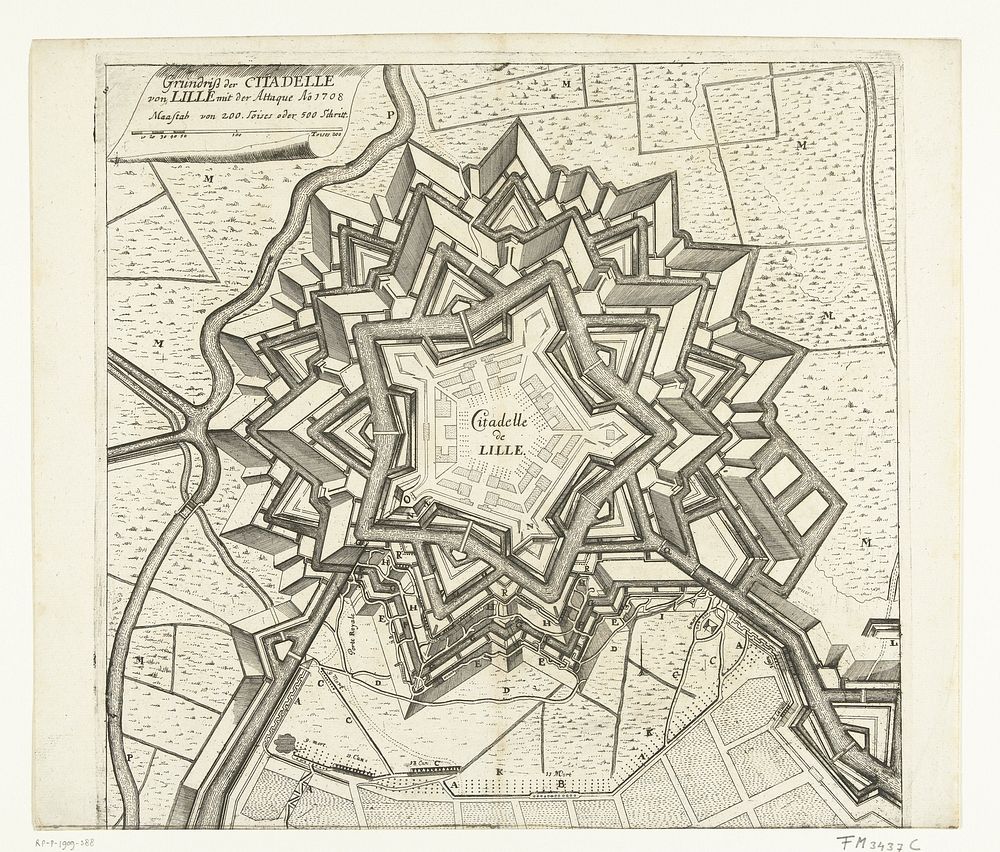 Plattegrond van de citadel van Rijssel, 1708 (1708) by anonymous