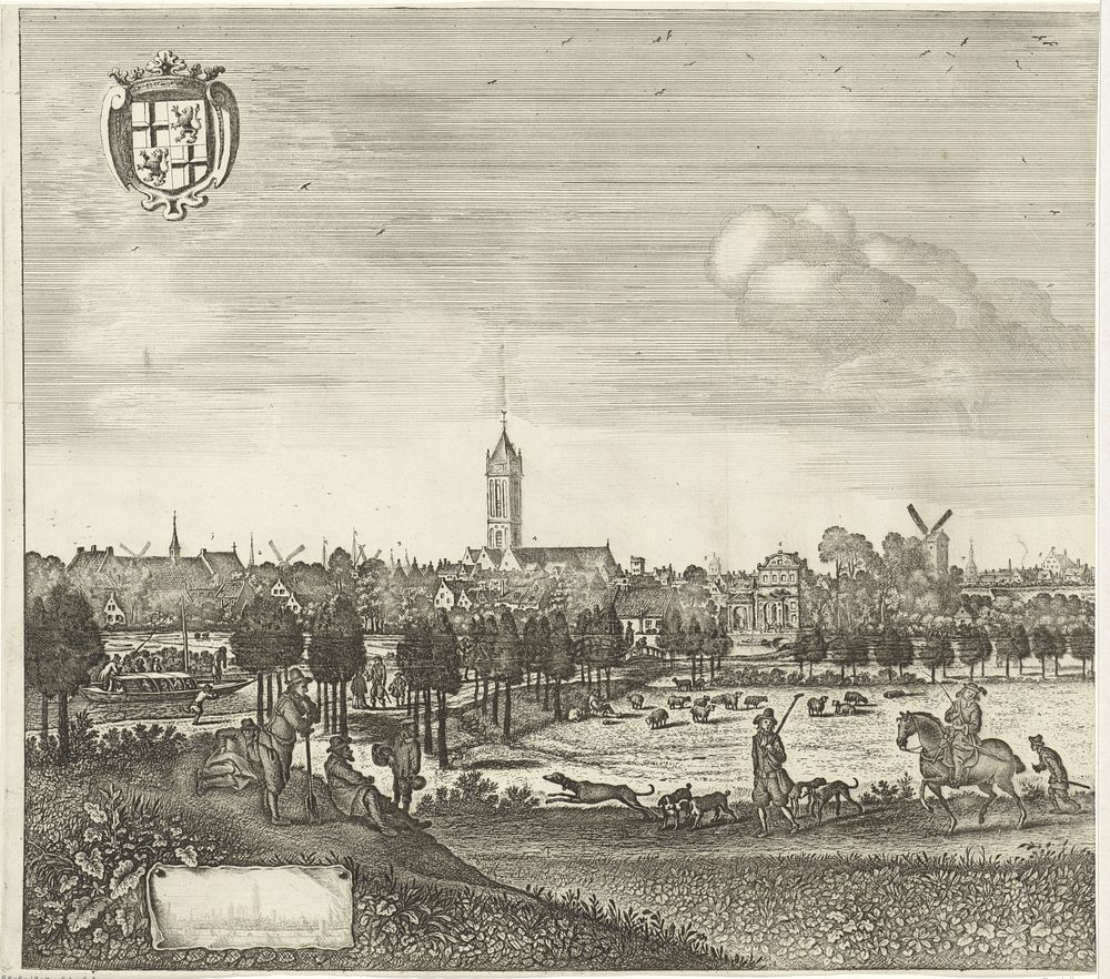 Gezicht op Utrecht vanuit het westen, (plaat I) (1684) by Herman Saftleven and Caspar Specht