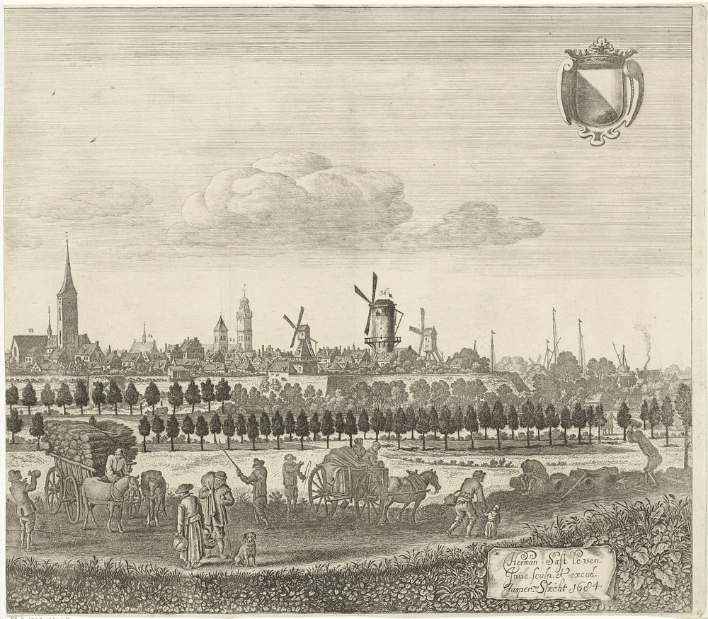 Gezicht op Utrecht vanuit het westen, (plaat IV) (1684) by Herman Saftleven and Caspar Specht
