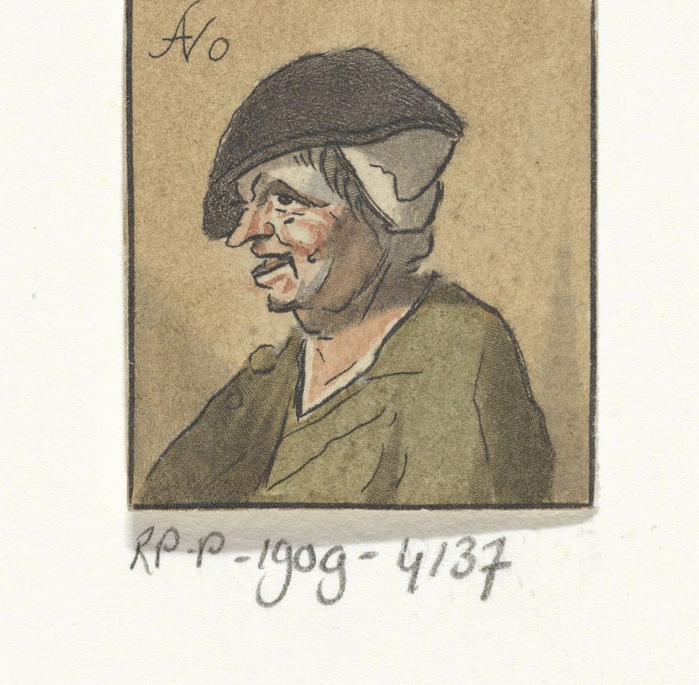 Portret van een boer in profiel (1767 - 1780) by Bernhard Schreuder, Adriaen van Ostade and Frederik Willem Greebe